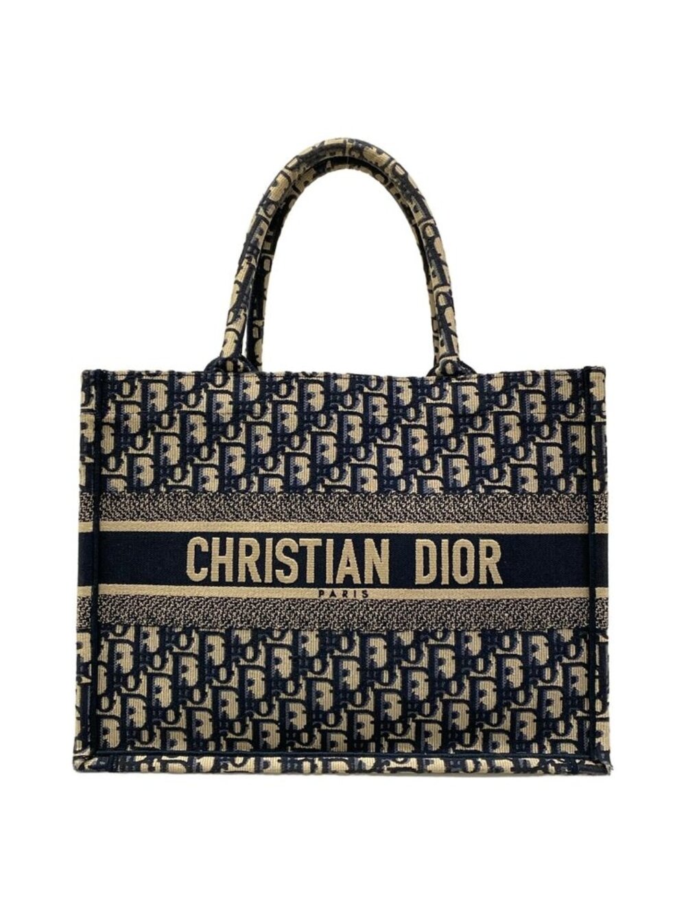 Dior Tote Bag Book Medium Vintage Small Ivory Navy